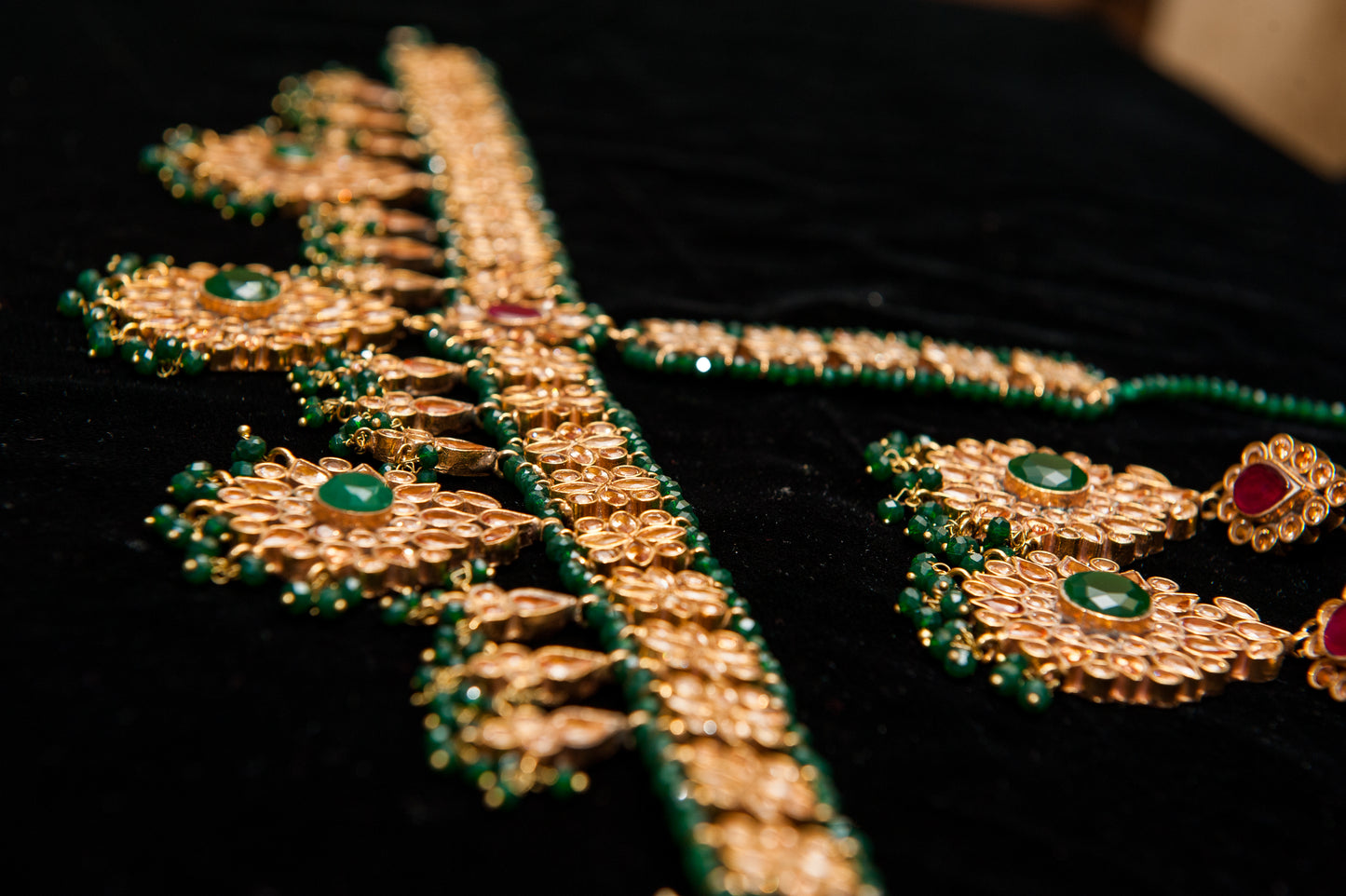 Emerald Bloom Set-Kundan
