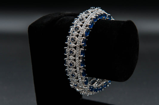 925 Sterling Silver with Blue Sapphire Bangle