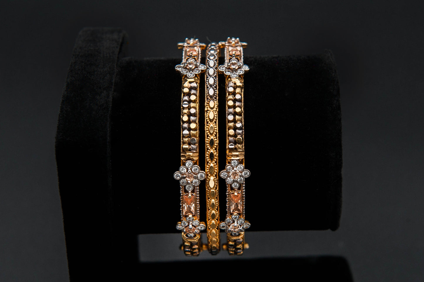 Peach Bloom Bangles — 925 Sterling Silver, 24K Gold Plated