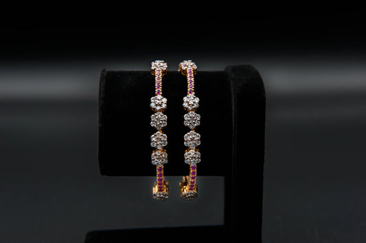 Blushing Bloom: 925 Sterling Silver Pink Sapphire Gold-Plated Bangle (Gold Making)