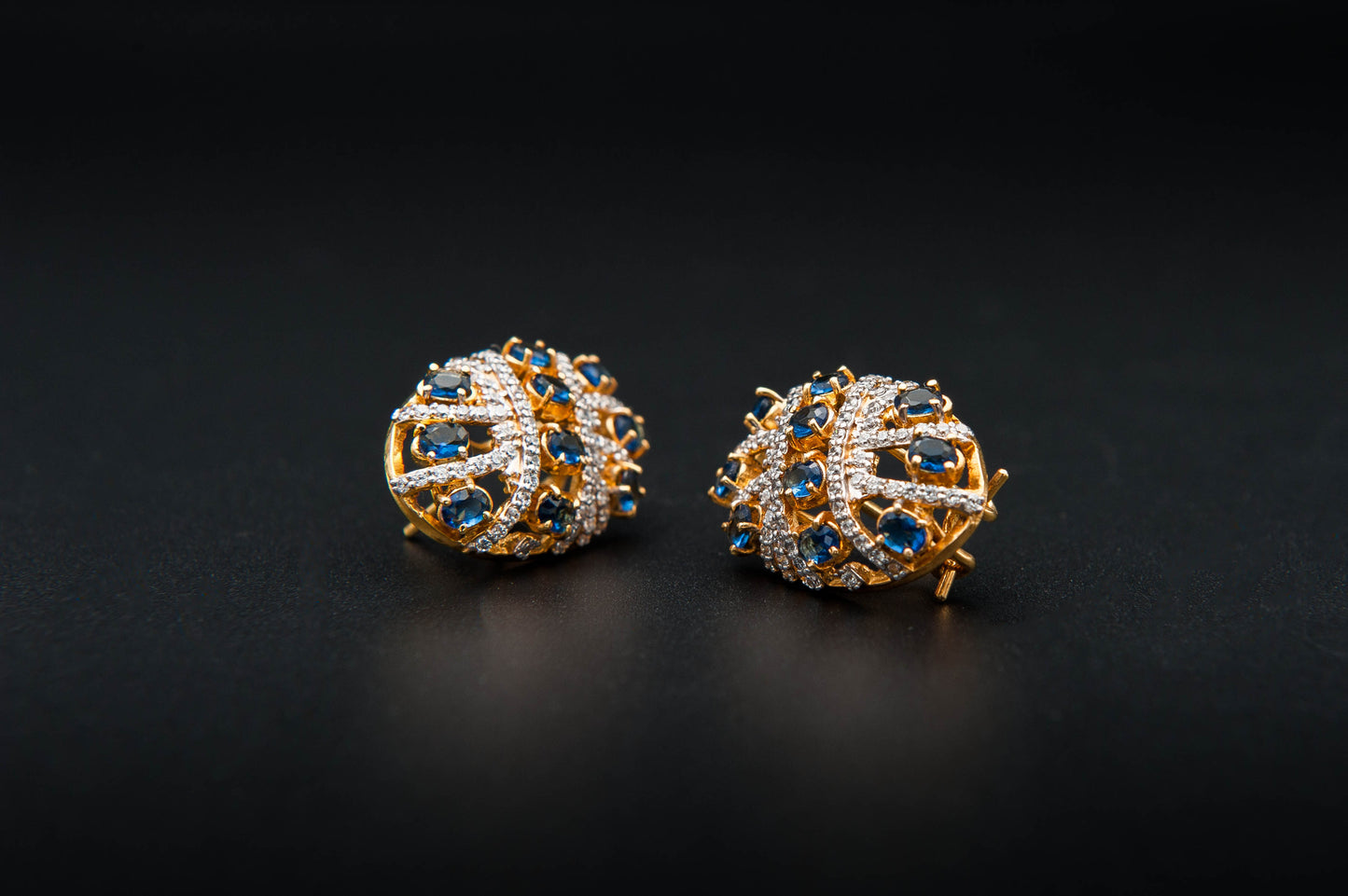 Midnight Bloom Earrings — 925 Sterling Silver with 24K Gold Plating