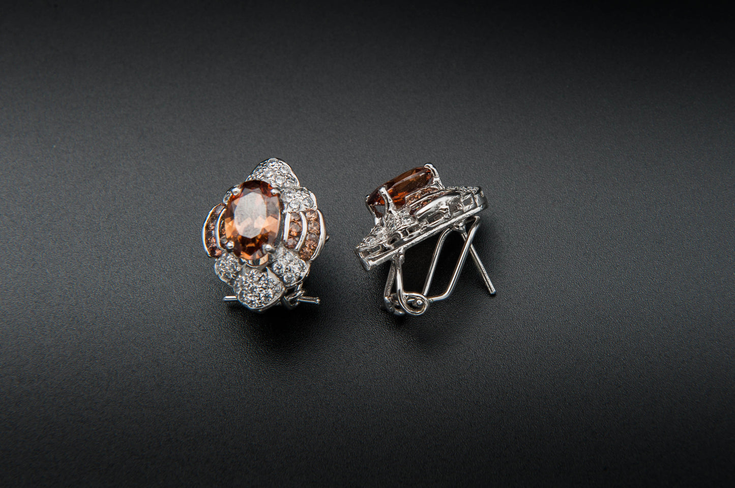 Amber Crest Earrings — 925 Sterling Silver