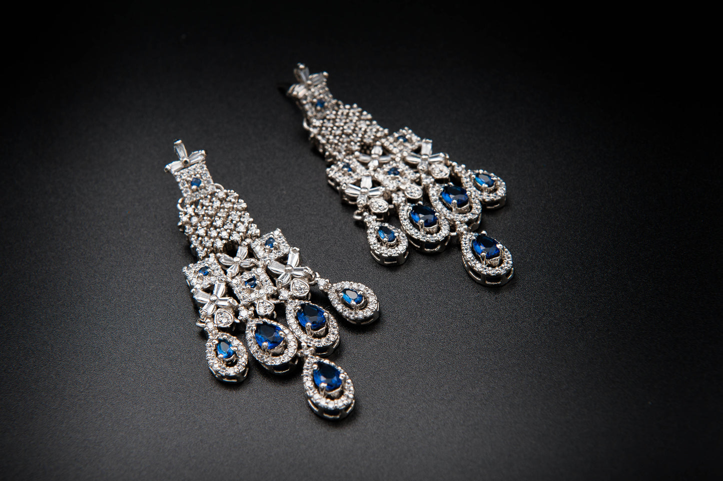 Sapphire Cascade Bridal Set-925 Sterling Silver