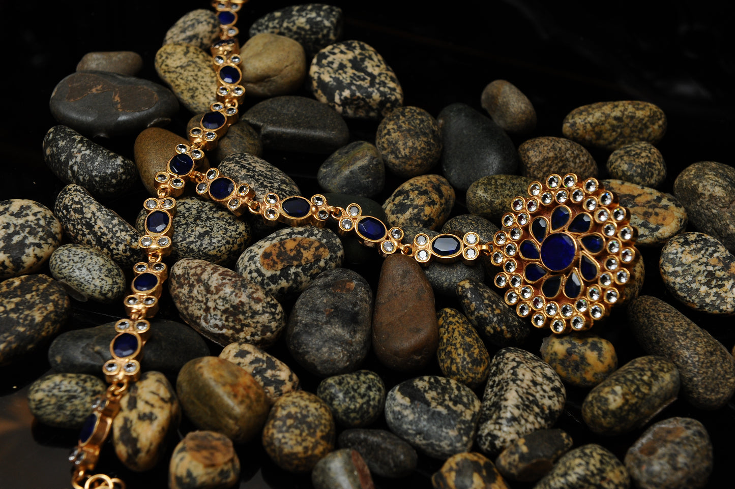 Sapphire Bloom Necklace-Kundan