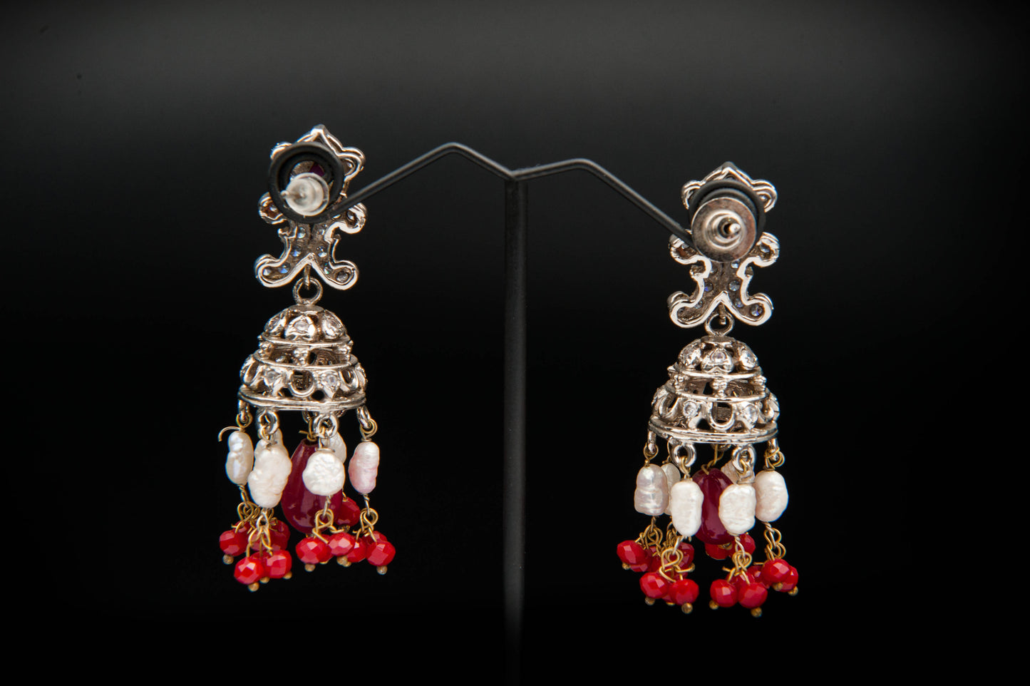 Crimson Charm Jhumka-Kundan Jhumkay