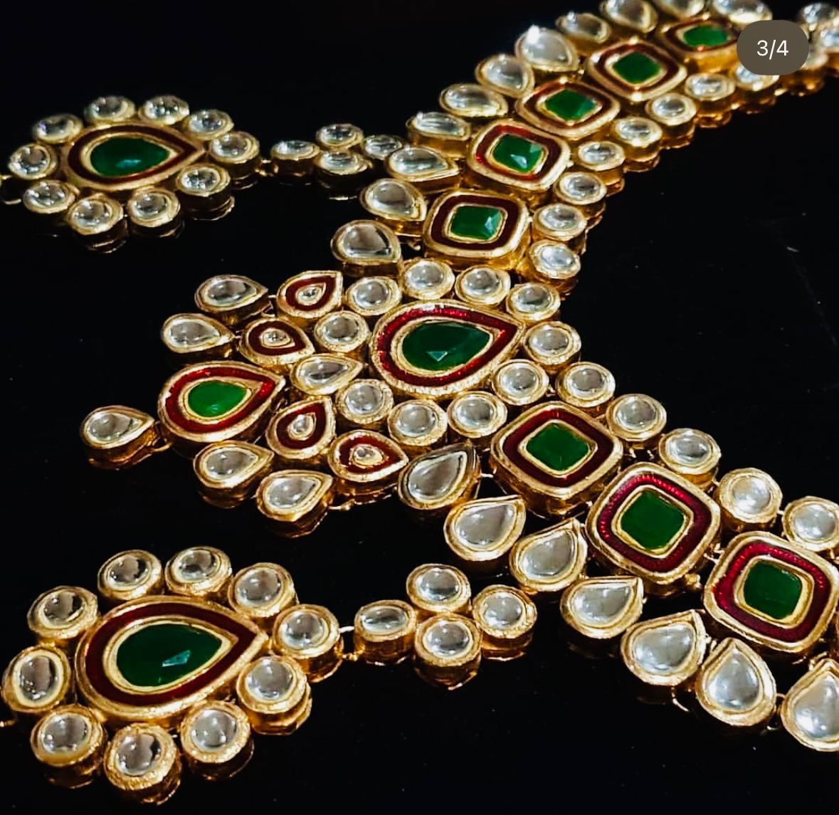 Kundan Polki Gold-Plated Ruby & Emerald Set