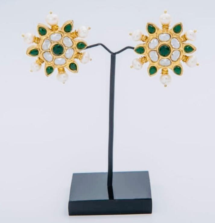 22K Gold-Plated Kundan Ear Studs