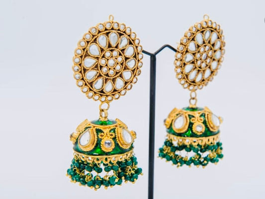 22K Gold-Plated Handmade Kundan Jhumkas