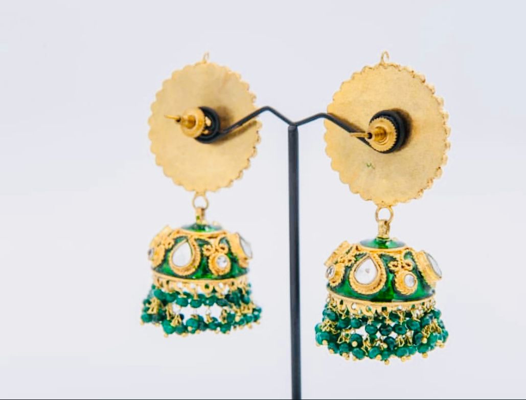 22K Gold-Plated Handmade Kundan Jhumkas