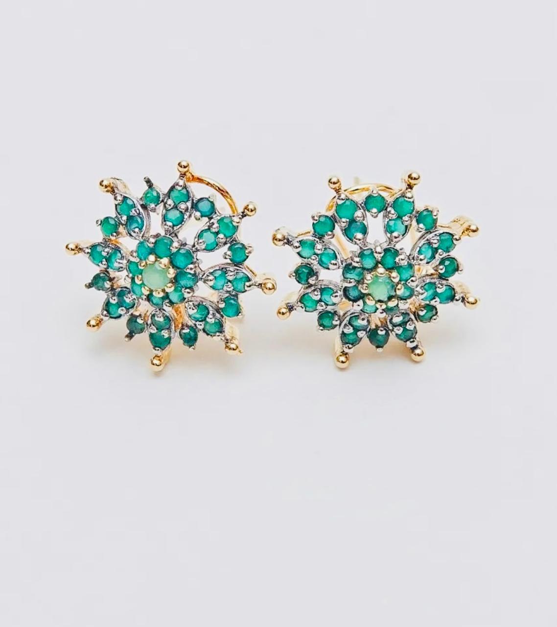 Floral Gold-Plated Earrings – Multi-Color Collection