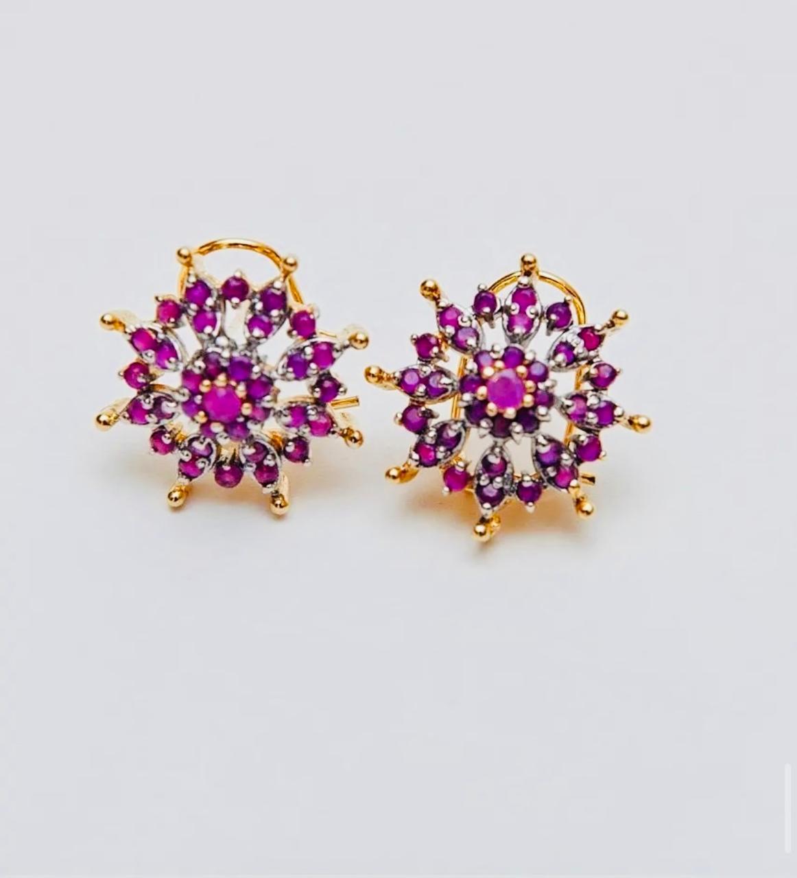 Floral Gold-Plated Earrings – Multi-Color Collection