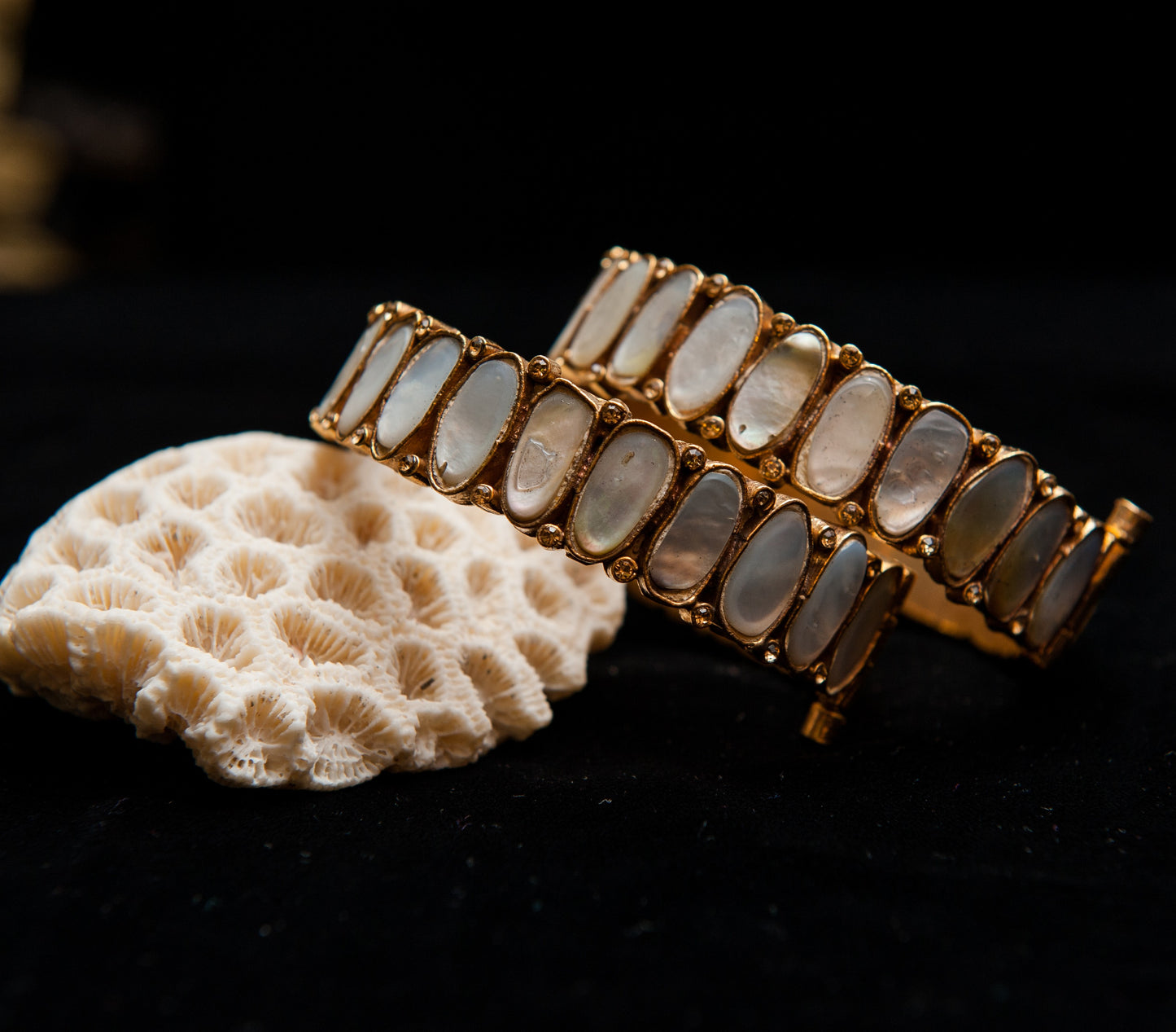 Coral Whisper-Kundan Bangles