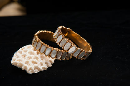 Coral Whisper-Kundan Bangles