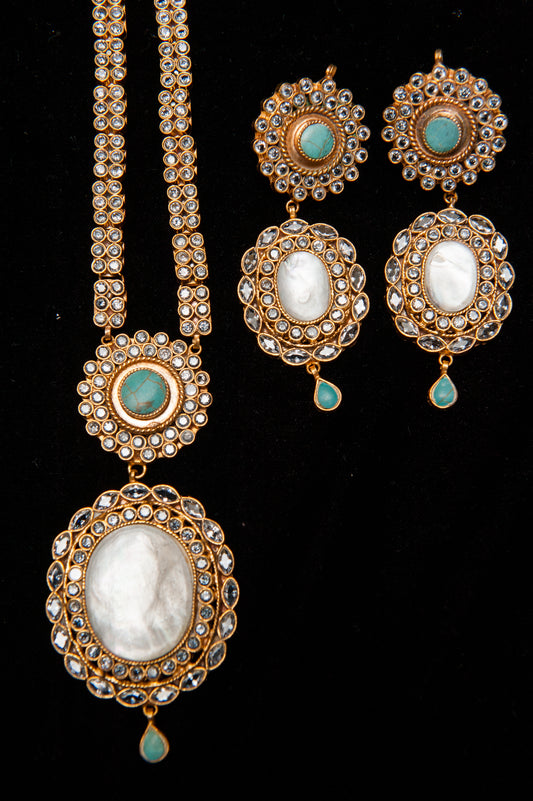 Turquoise Grace Set-Kundan