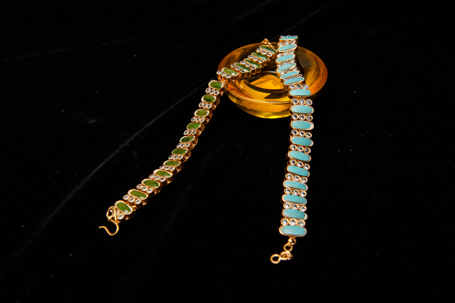 Twin Gleam Bracelets-Kundan