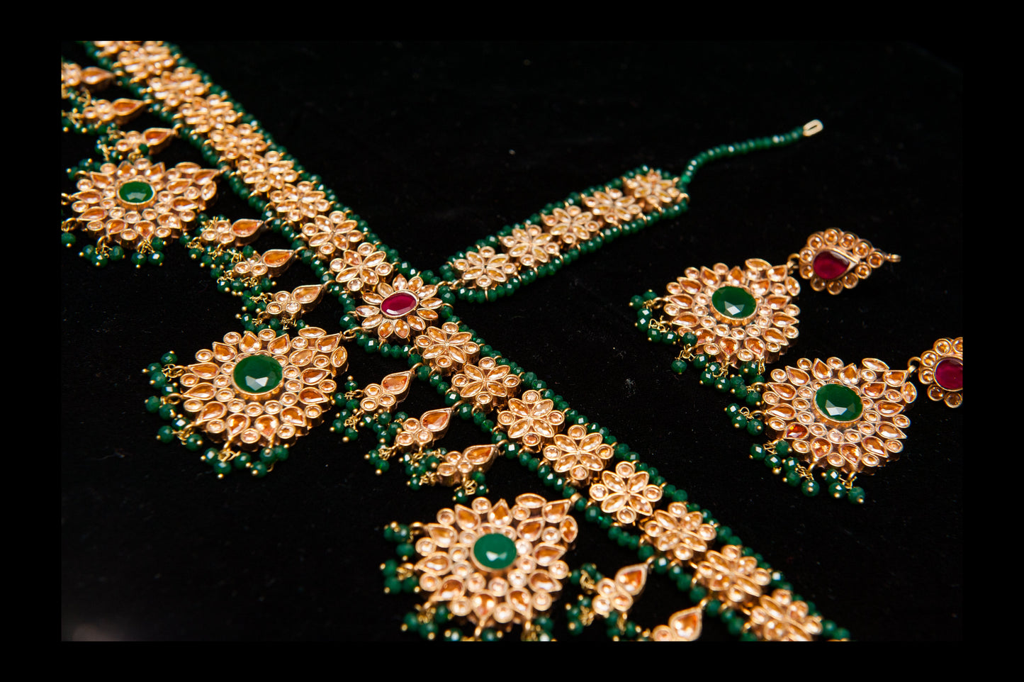Emerald Bloom Set-Kundan
