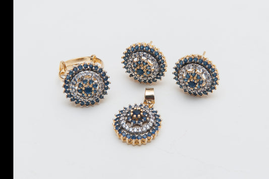 Azure Gleam Locket Set-Gold Plated