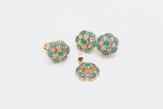 Zamrud Garden Locket Set-Gold Plated
