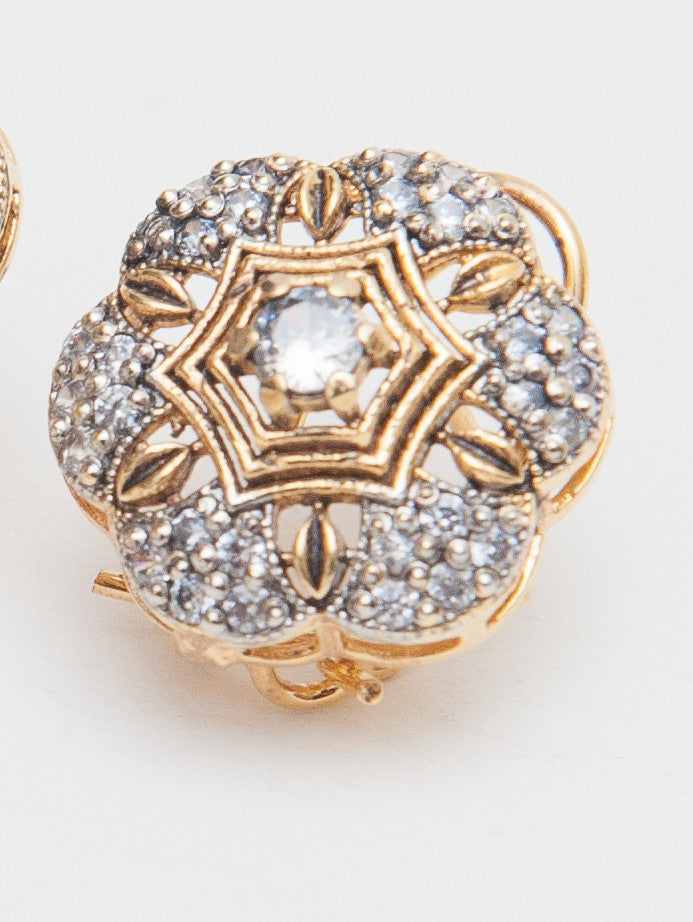 Golden Flower Locket Set-Gol Plated