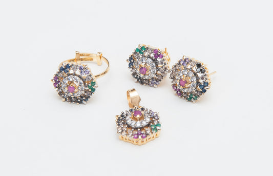 Radiant Bloom Locket Set-Gol Plated