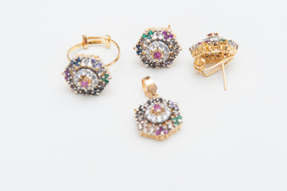 Radiant Bloom Locket Set-Gol Plated