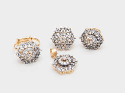 Crystal Bloom Locket Set-Gold Plated