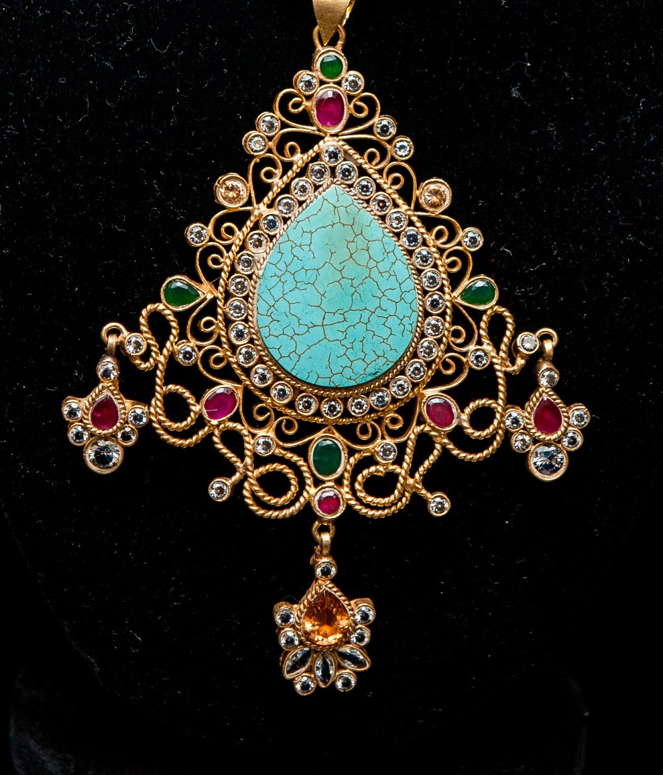 Regal Turquoise Empress Necklace-Kundan