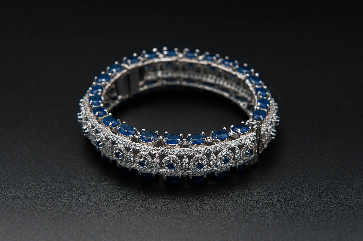 Sapphire Crest Bangle — 925 Sterling Silver