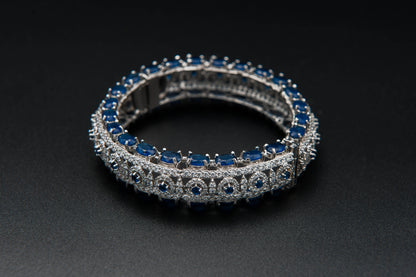 Sapphire Crest Bangle — 925 Sterling Silver