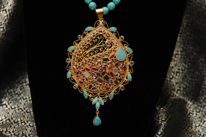Mystic Cascade Pendant Necklace-Kundan