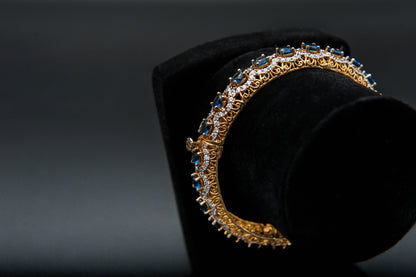 Sapphire Filigree Bracelet — 925 Sterling Silver, 24K Gold Plated