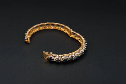 Sapphire Filigree Bracelet — 925 Sterling Silver, 24K Gold Plated
