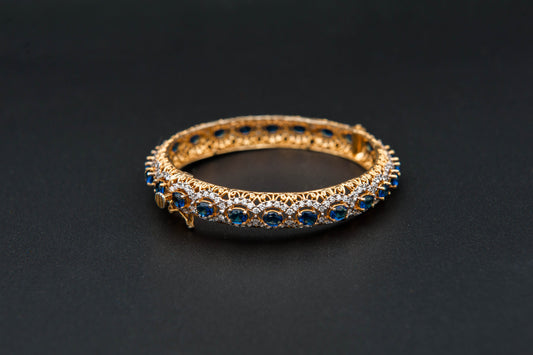 925 Sterling-silver Blue Sapphire 24 Karat Gold Plated Bangles (with Gold Making)