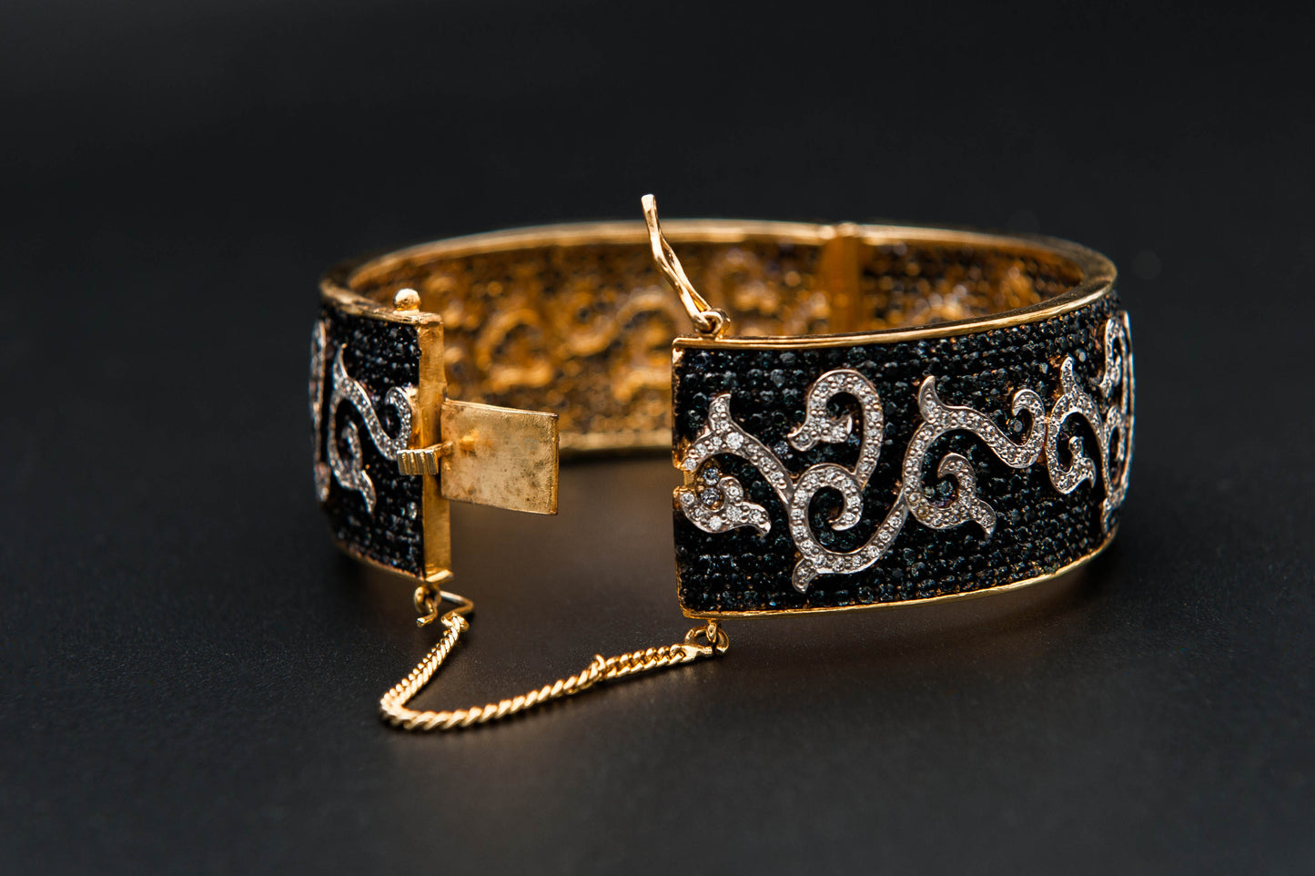 Gilded Scroll Bangle — 925 Sterling Silver with 24K Gold Plated