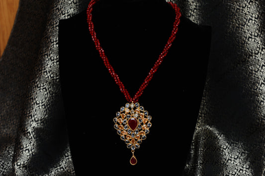 Ruby Empress Pendant Necklace-Kundan