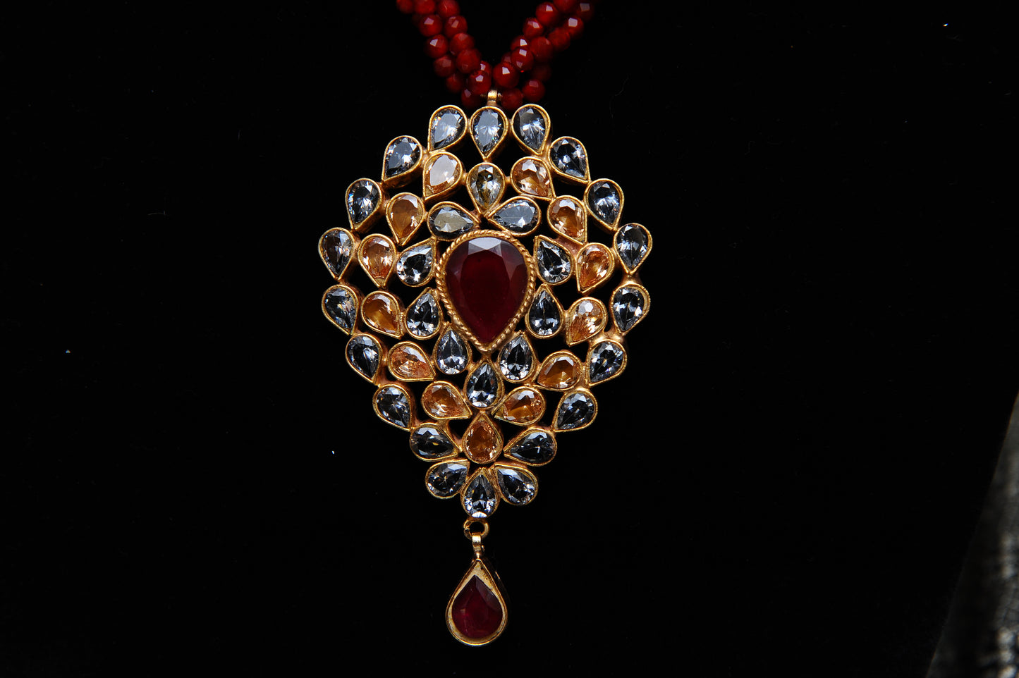 Ruby Empress Pendant Necklace-Kundan