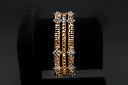 Peach Bloom Bangles — 925 Sterling Silver, 24K Gold Plated