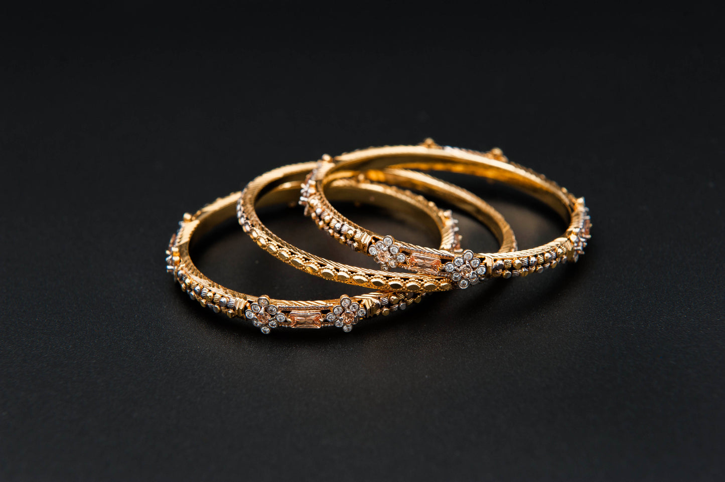 Peach Bloom Bangles — 925 Sterling Silver, 24K Gold Plated