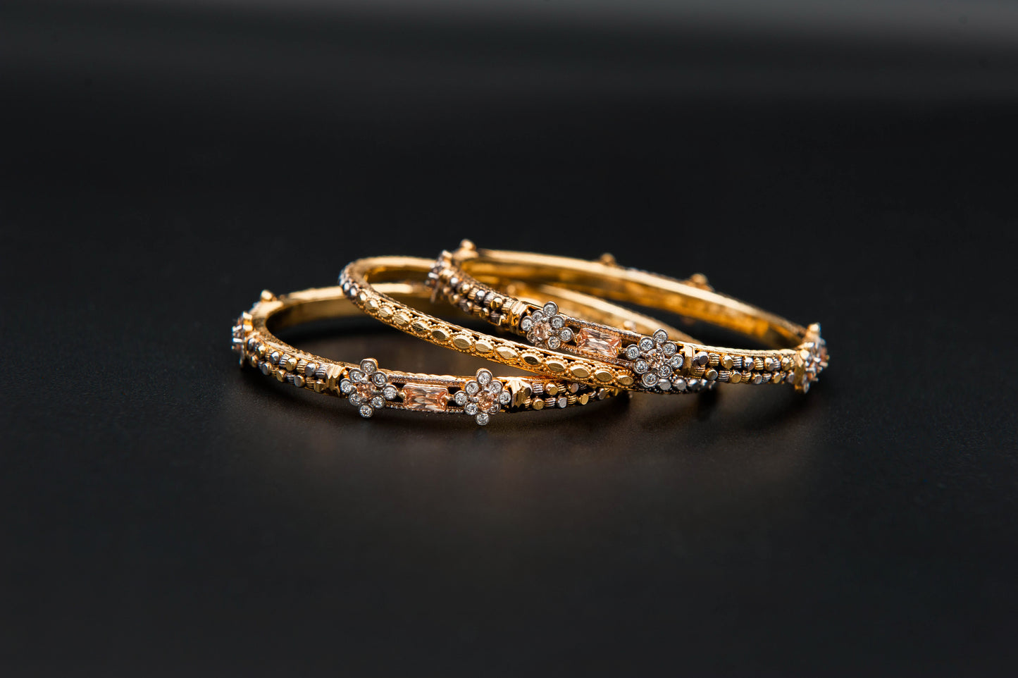 Peach Bloom Bangles — 925 Sterling Silver, 24K Gold Plated