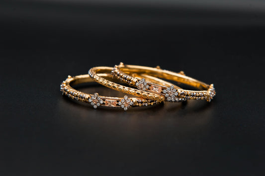 Peach Bloom Bangles — 925 Sterling Silver, 24K Gold Plated