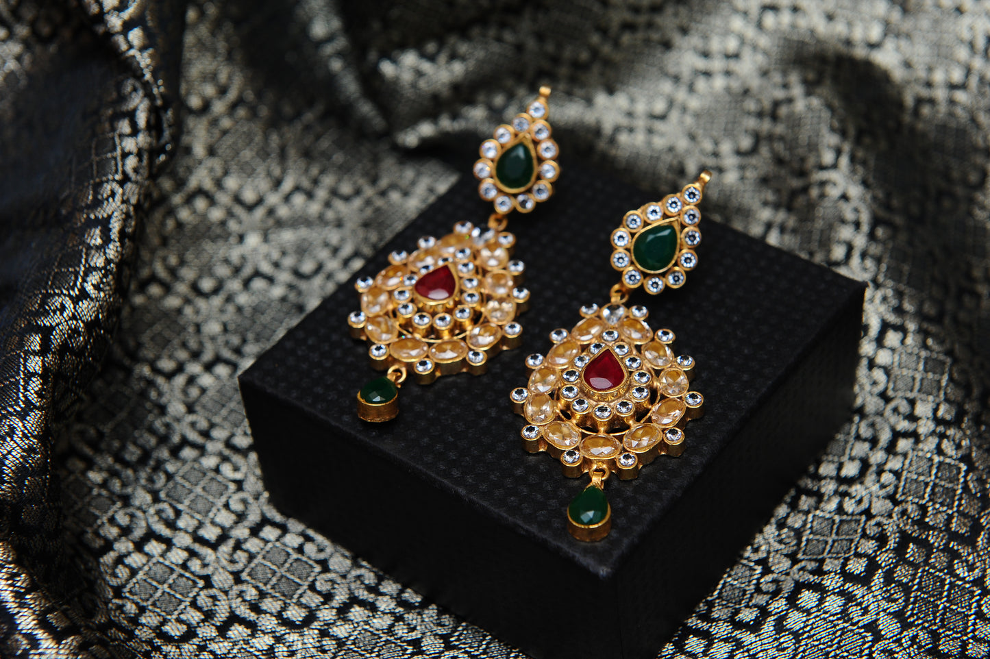 Royal Teardrop Earrings-Kundan