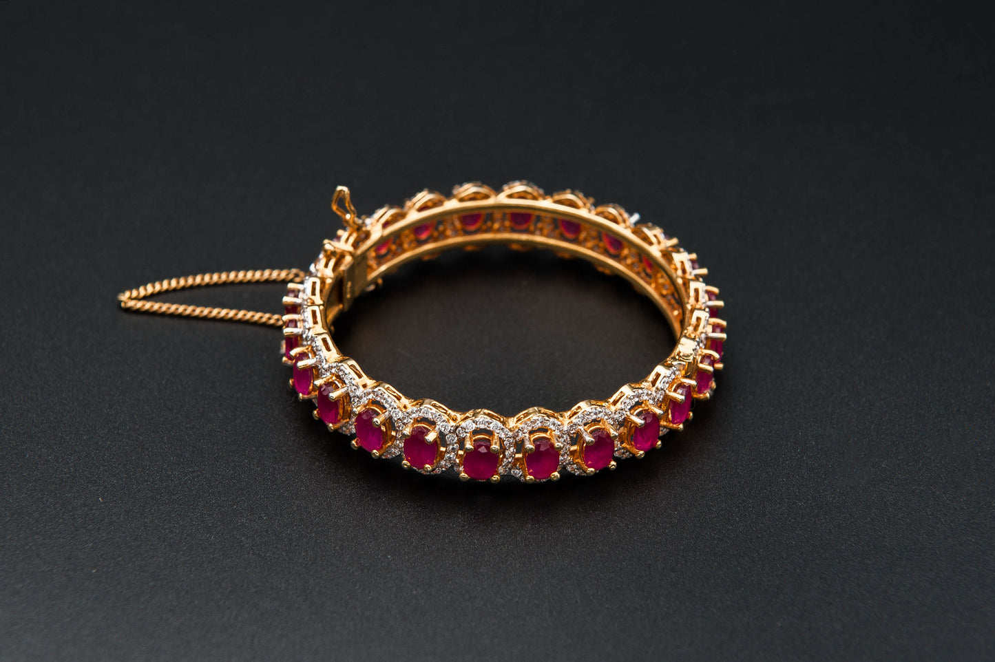 Crimson Halo Bracelet — 925 Sterling Silver, 24K Gold Plated