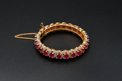Crimson Halo Bracelet — 925 Sterling Silver, 24K Gold Plated