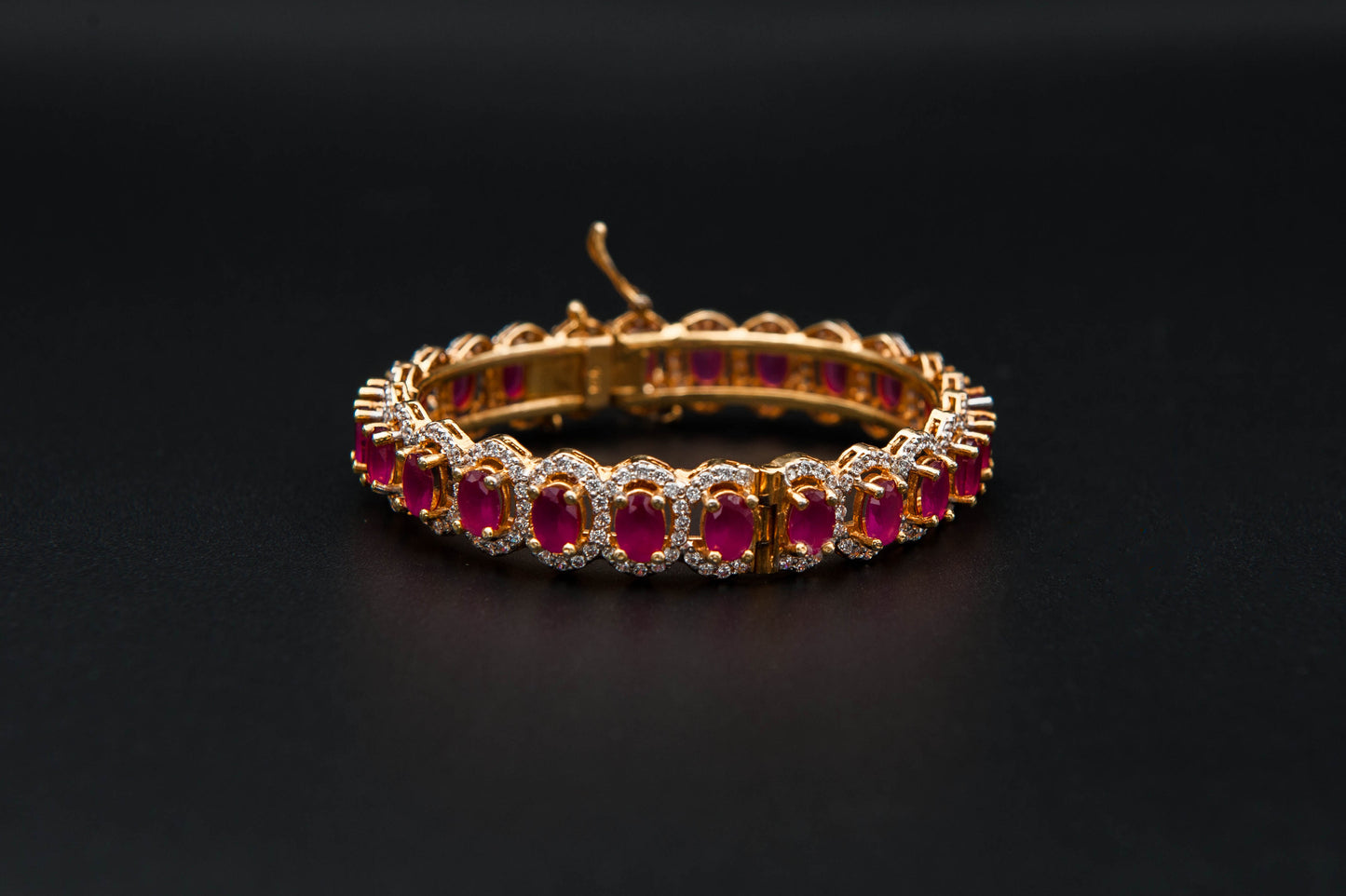 Crimson Halo Bracelet — 925 Sterling Silver, 24K Gold Plated