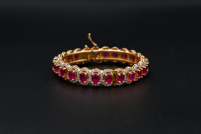 Crimson Halo Bracelet — 925 Sterling Silver, 24K Gold Plated