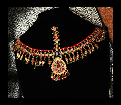 Temple Bloom Mattha Patti-Kundan