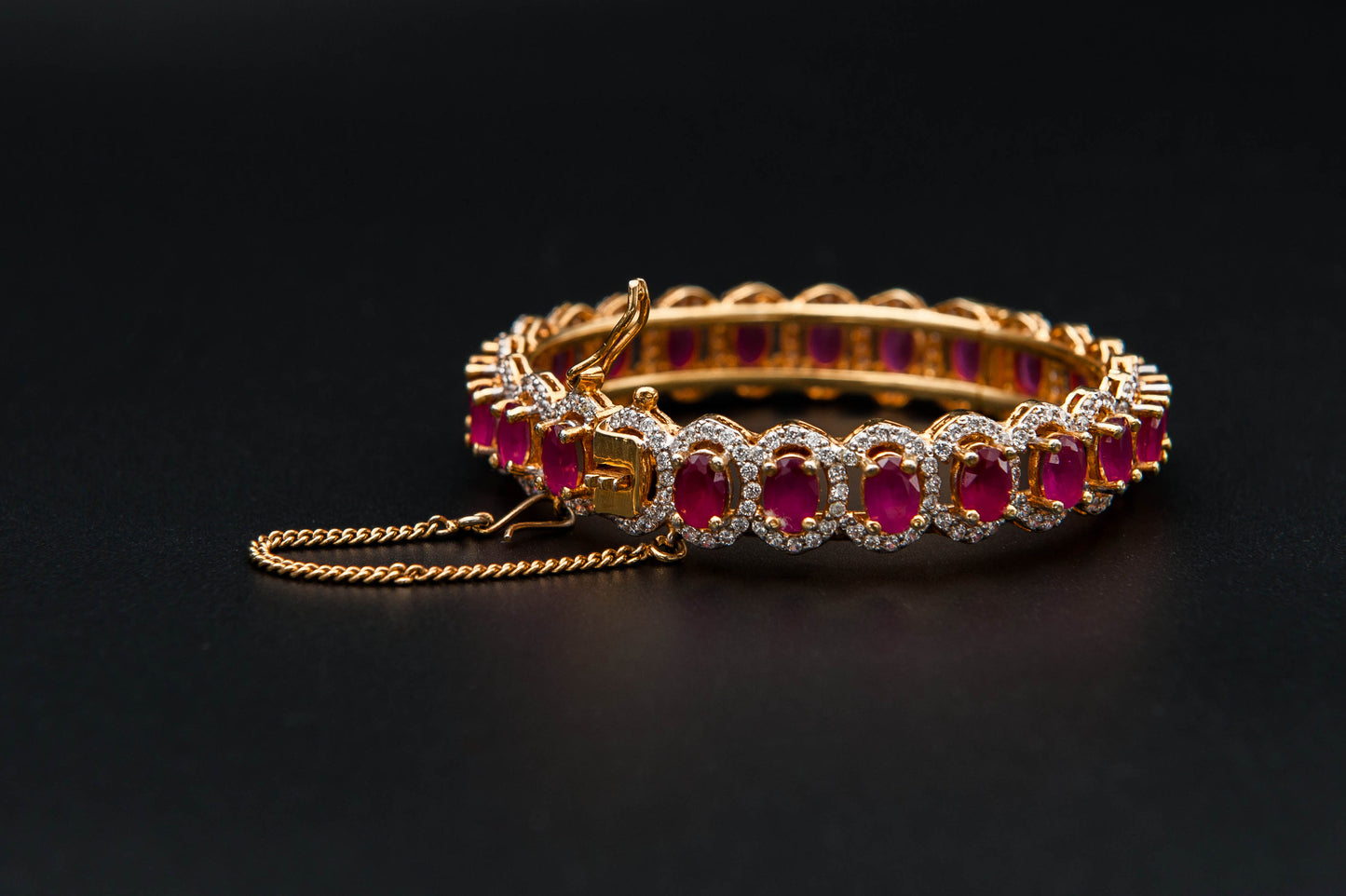 Crimson Halo Bracelet — 925 Sterling Silver, 24K Gold Plated