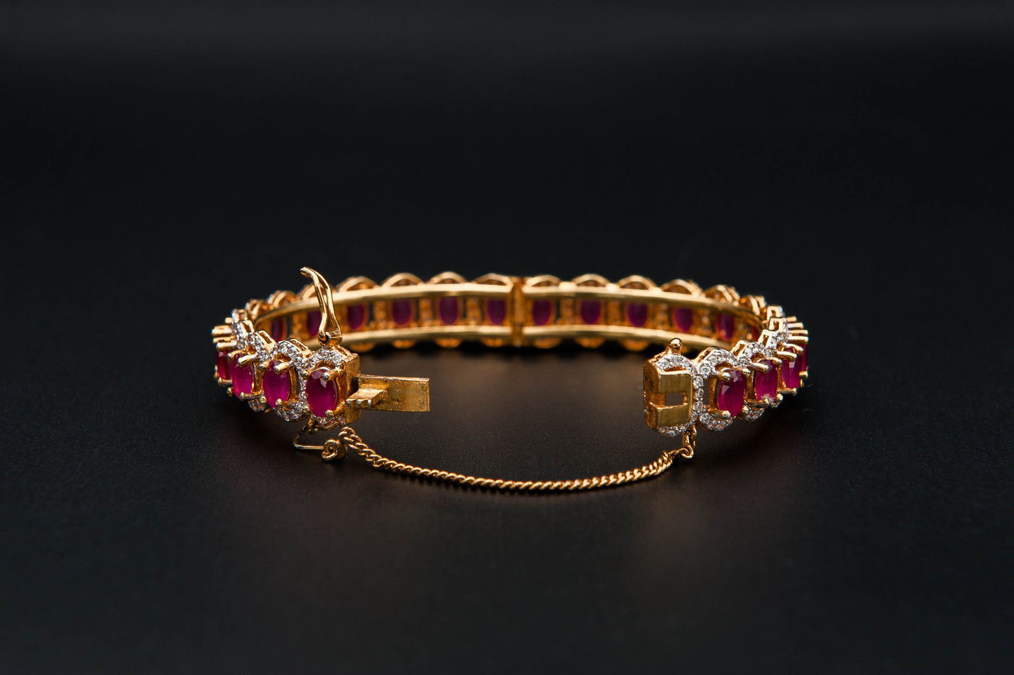 Crimson Halo Bracelet — 925 Sterling Silver, 24K Gold Plated
