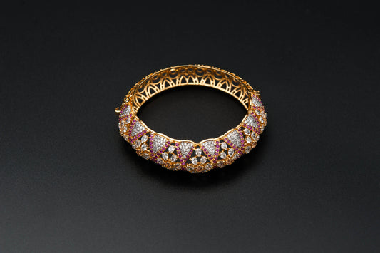 925 Silver Purple Sapphire Floral Bangle 24K Gold-Plated (Gold Making)