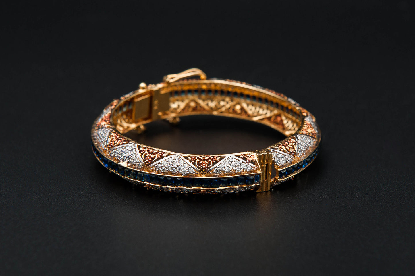 Sapphire Crest Mosaic Bracelet — 925 Sterling Silver, 24K Gold Plated